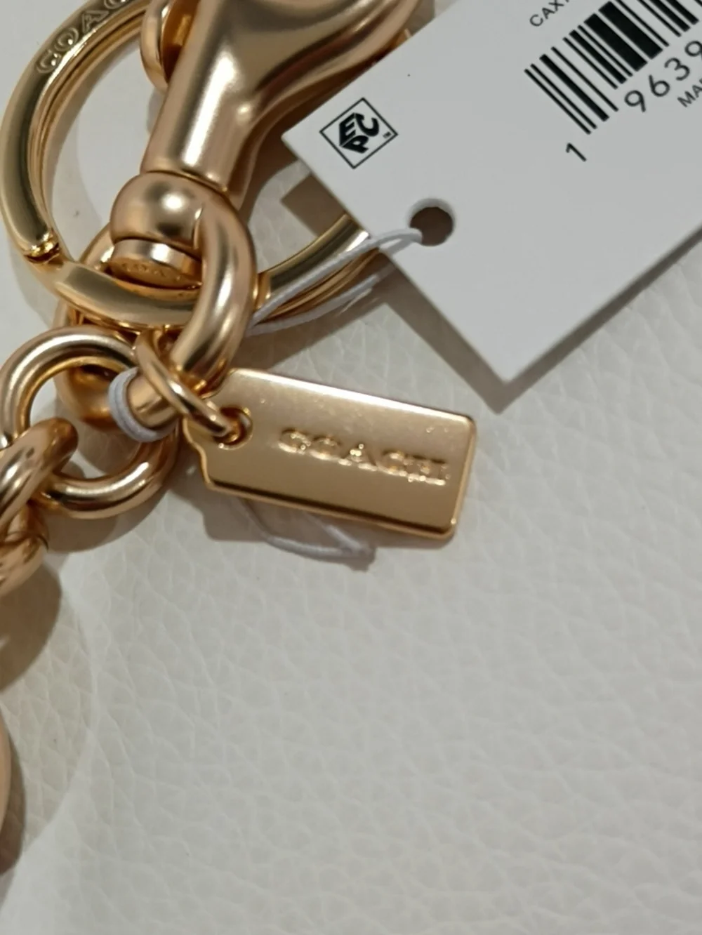 Coach Gold Heart Keychain/Bag Charm with Rainbow Enamel Stripes